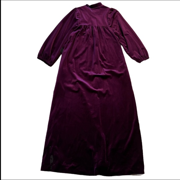 Vintage Lisanne Long Zip Front Maxi Velour Robe House Coat Union Made Purple M - Picture 2 of 9